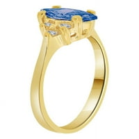 14k žuto zlato, klasični prsten klastera stvoren boja markize CZ Synthetic ruj