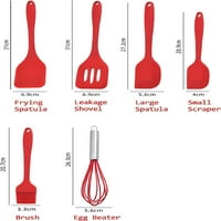 Silikonski set alata za kuhanje, kašika za kuhanje, lopatica, šprist, četka, strugač, u setu, crni