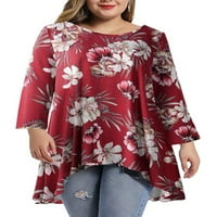 LUMENTO PLUS size za žene cvjetni print tunički vrhovi scoop rukav kratki majica labava bluza