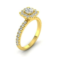 Ovjereno Carat TW ženski prirodni dijamantski halo zaručnički prsten u 10k žuto zlato