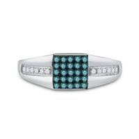 10k bijeli zlatni okrugli plavi dijamantski kvadratni prsten CTTW
