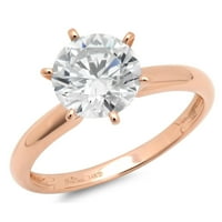 3. CT sjajan okrugli rez Clear Simulirani dijamant 18k 18k Rose Gold Solitaire prsten SZ 8,75