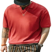 HAITE MAN Ljetni vrhovi V izrez Polo majica Solid Color T košulje Sport majica Golf kratki rukav Tee