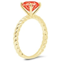 2.0ct okrugli rez Crveni simulirani dijamant 18k žuti zlatni gravirajući izjavu bridalna godišnjica
