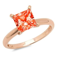 0,5ct princeza rezan crveni simulirani dijamant 18k 18K ruža Gold Gold Anniverment prsten veličine 4