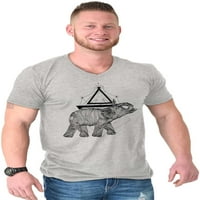 Duhovni životinjski slon trokut V-izrez T majice Muškarci Žene Brisco Marke 2x