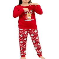 Božićna porodica koja odgovara pidžami elk tisak na dugim rukavima i rastezanje ležerne santa za spavanje