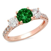 2.02ct okrugli rez zeleni simulirani smaragd 14K ruža zlatna godišnjica angažman kamena prstena veličine