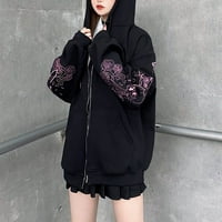 Dabuliu ženske zip up hoodie modni prevelizirani kostur duksevi Y2K estetski labavi fit dukseri slatki