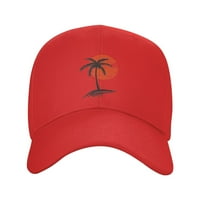 Muškarci i žene Modni Jedinstveni tisak s plažom Sun Palm Tree Logo Podesivi traper bejzbol kapa crvena