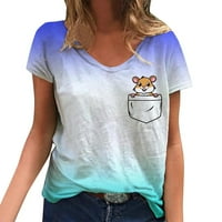 Dnevna košulja za neovisnost za žene plus veličine 3D print casual majica kratkih rukava V vrat