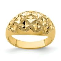 14K žuti zlatni dijamantski dijamantski dijamantski uzorak čvrsta kupola prstenaste veličine 6