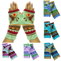 Žene zimske tople cvjetne rukavice ručni ručni ručni rukavi pleteni na pola rukava i vunene rukavice