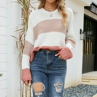 Ženski pleteni džemper labavi puloveri casual opuštena odjeća tinejdžerke djevojke posade vrat traka