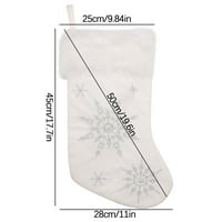 Božićni ukrasi bijeli kratki plišani snowflake vez božićne čarape Dječje poklon torbe za djecu, Božićni