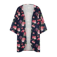 Cardigani za žene plus veličine za ljetne duge kardigante za žene ženski cvjetni print puff rukava kimono