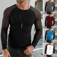 Muški posadni vrat na vrhu šivanja dugih rukava Pogledajte kroz mrežnu majicu bluza TEE TOP