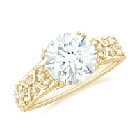 Moissnitni zaručnički prsten za žene za žene, 14k žuto zlato, US 4.50
