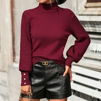 Ženski pleteni džemper s dugim rukavima Glitter Tops Crewneck pulover džemper Osnovne ležerne boje Tunike