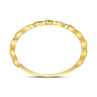 Zlatna zvjezdica 10kt Žuto zlato Žene okrugli smaragdni pasijans Milgrain Spuštaj prsten. CTTW