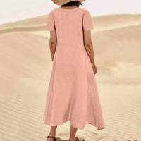 Binmer Women Ljetna haljina Čvrsta boja Ležerne prilike bez rukava Džepna haljina na plaži Casual Maxi