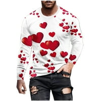Valentinovo plus majica za muškarce Ležerne prilike, 3D smiješno srce od tiskanih bluza za okrugle vrata,