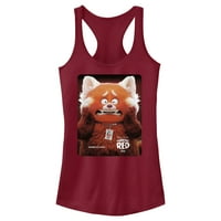 Junior's Crveno crveno crveno panda Mei Lee Poster Racerback Rezervoar Top Scarlet Veliki