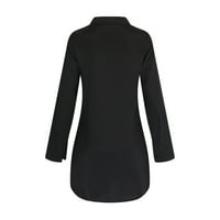 Ženske tuničke vrhove majice s dugim rukavima za žene vrhove vrhova ispis bluza crna xxl