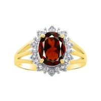 Princeza Diana nadahnula je Halo Diamond & Garnet koji odgovara privjesno ogrlicu i prsten u žuto pozloženo