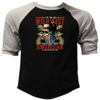 Muškarci divlje zapadne američke legende lubanje F Crna siva Raglan bejzbol majica X-Veliki