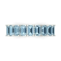 2. CT Sjajni smaragdni rez simulirani Blue Diamond 14k bijeli zlatni vječni bend SZ 5.25