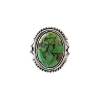 Prirodni zeleni bakar tirkizni prsten, tirkizni prsten, decembar roštilj, boemski bend, srebrna, ženski