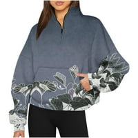 Fanxing Polovina Zip Prevelika dukserija za žene DROP rame pulover jesen modni kvater za bluzu za teen