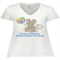 Inktastic Imam autizam, molim vas poštujte moj svemirski miša sa majicom plus V-izrez sa cvijećem