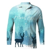 Rovga muške majice s dugim rukavima, casual dugih rukava jesen zimski božićni 3D tiskovina majice modne