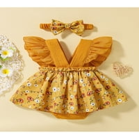 Trengren dječje dječje djevojke Bodičarska haljina za romper V-izrez za rufne rukave patchwork cvjetni
