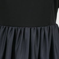 Floleo ženski dugi rukav cvjetni vrat crni zakrpa print vintage midi haljina casual moda duh bundeve