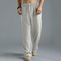 Znosne hlače za muškarce Čvrsti povremeni elastični pojas Pocket pamučne panele panele pantalone bavi
