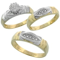 10k žuto zlatni dame Diamond vjenčani prsten širokog kruga 6,5