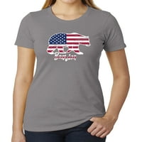 Bearica Američka zastava Žene 4. jula Majice, patriotske majice za dame - Crni MH200WPATRITRit S XS