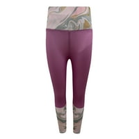 Žene Charella tiskali su duge sa visokim strukom Elastični struk Sportske joge hlače ružičaste, xxl