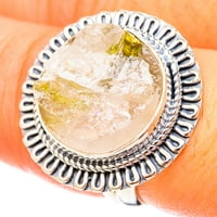 Zeleni turmalin u kvarcnim prsten veličine 7. - Ručno rađena boho vintage nakit prstena120574