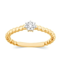 Za vas okrugli oblik petite cvjetni prsten bijeli prirodni dijamant u 10k žuto zlato, prsten veličine-10