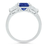 4.0ct Squaret Smaragd Cut plavi simulirani tanzanite 14k bijeli zlatni godišnjički angažman kamena prstena