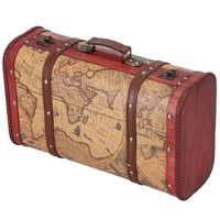 Ymiko Wood Trunk Treasure Creus, vintage kofer prijenosni kompozitni drvo kartu uzorak dizajna vintage