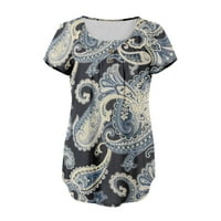 HHEI_K Ženska Ležerna moda Plus Veličina tiskana s kratkim rukavima V-izrez V-izrez Top bluze za žene