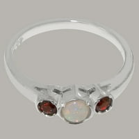 Britanci izrađeni sterling srebrni prirodni prsten za uključivanje Opal & Garnet Womens - Opcije veličine