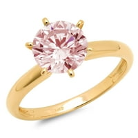 3CT okrugli rez ružičasti simulirani dijamant 14k žuti zlatni godišnjički angažman prsten veličine 8
