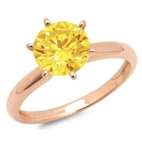 3. CT sjajan okrugli rez Clear Simulirani dijamant 18K ružičasto zlato pasijans prsten sz 10.25
