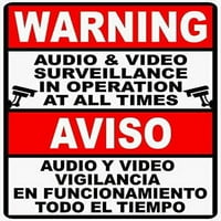 Bijelinski audio i video nadzor u upotrebi povremeno naljepnica. 4 x6 . Engleski i španski